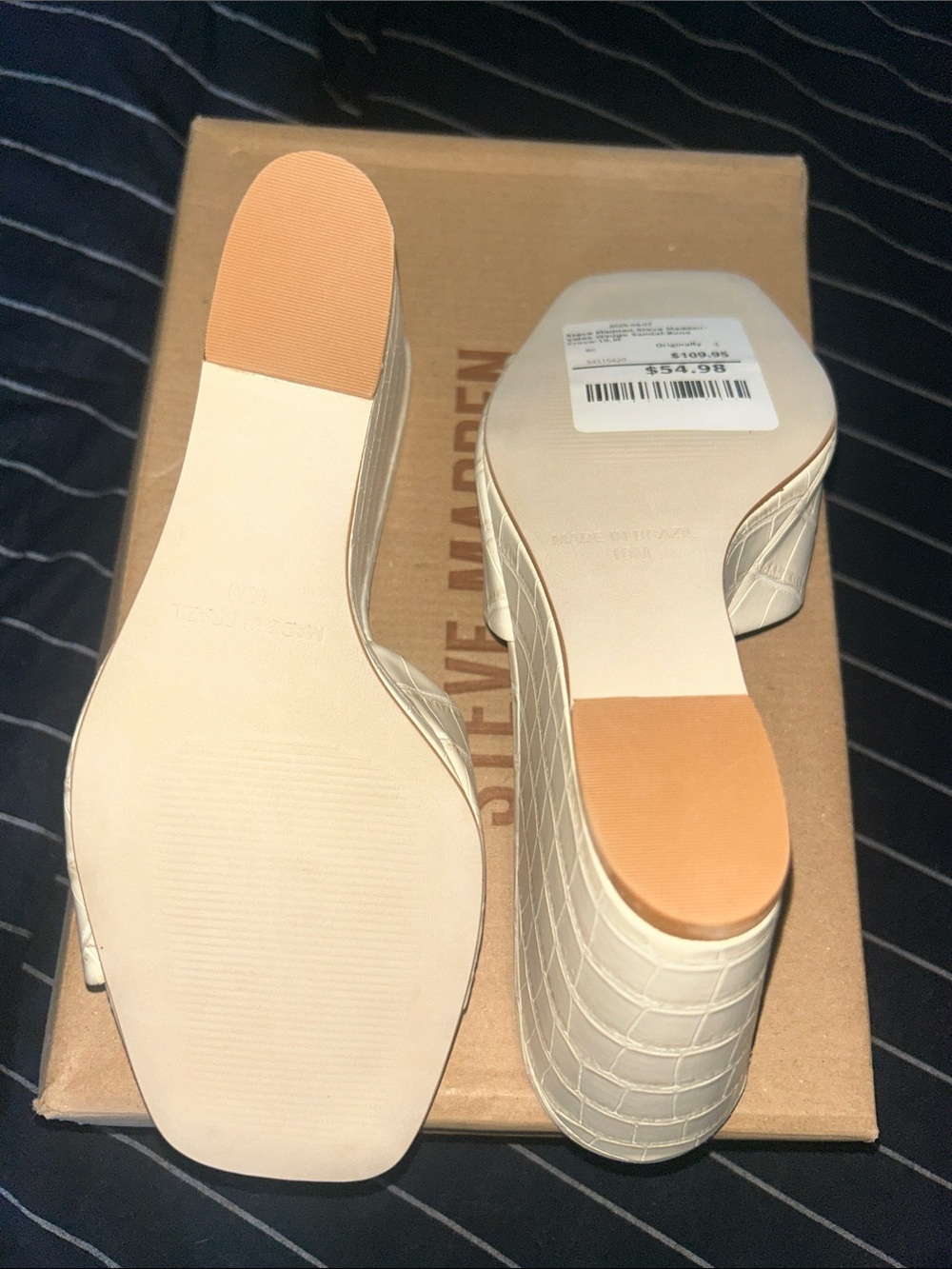 Steve Madden Veles Wedge Sandal - Bone Croc - Picture 4 of 5